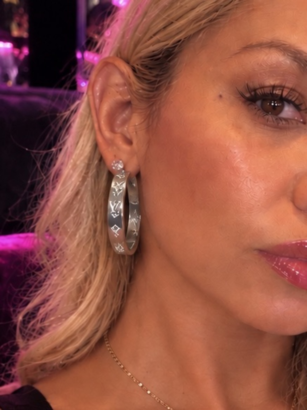 Silver Patterned Hoop Earrings - Women Jewelry
